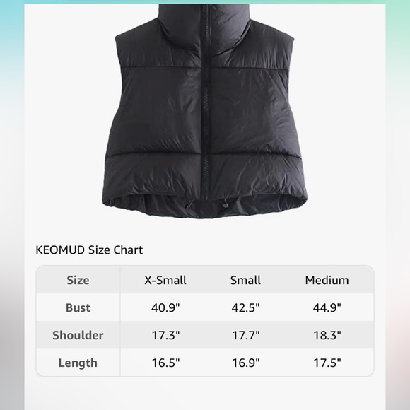 KEOMUD Women's Winter Crop Vest Lightweight Sleeveless Outerwear Puffer Vest - Picture 8 of 8